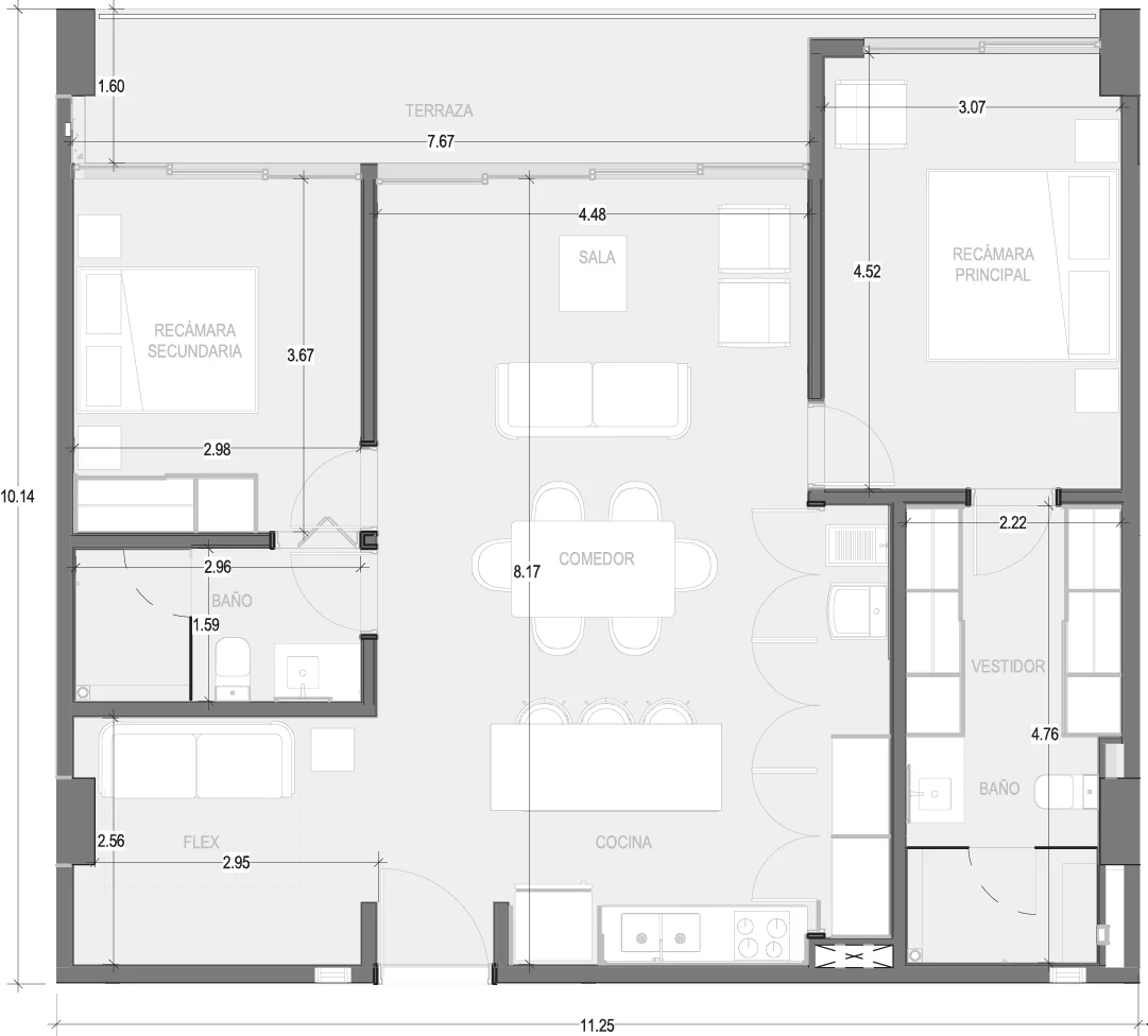 Floor plan for Departamento B301