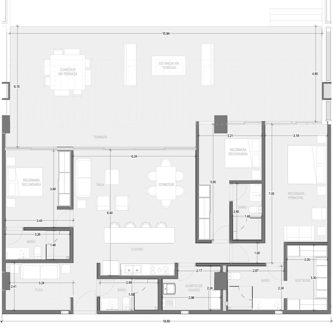 Floor plan for Departamento A105