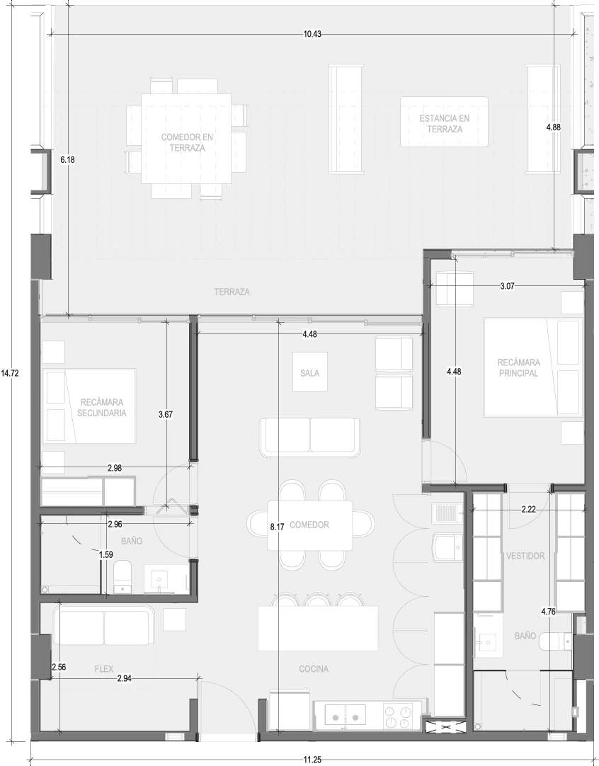 Floor plan for Departamento B106