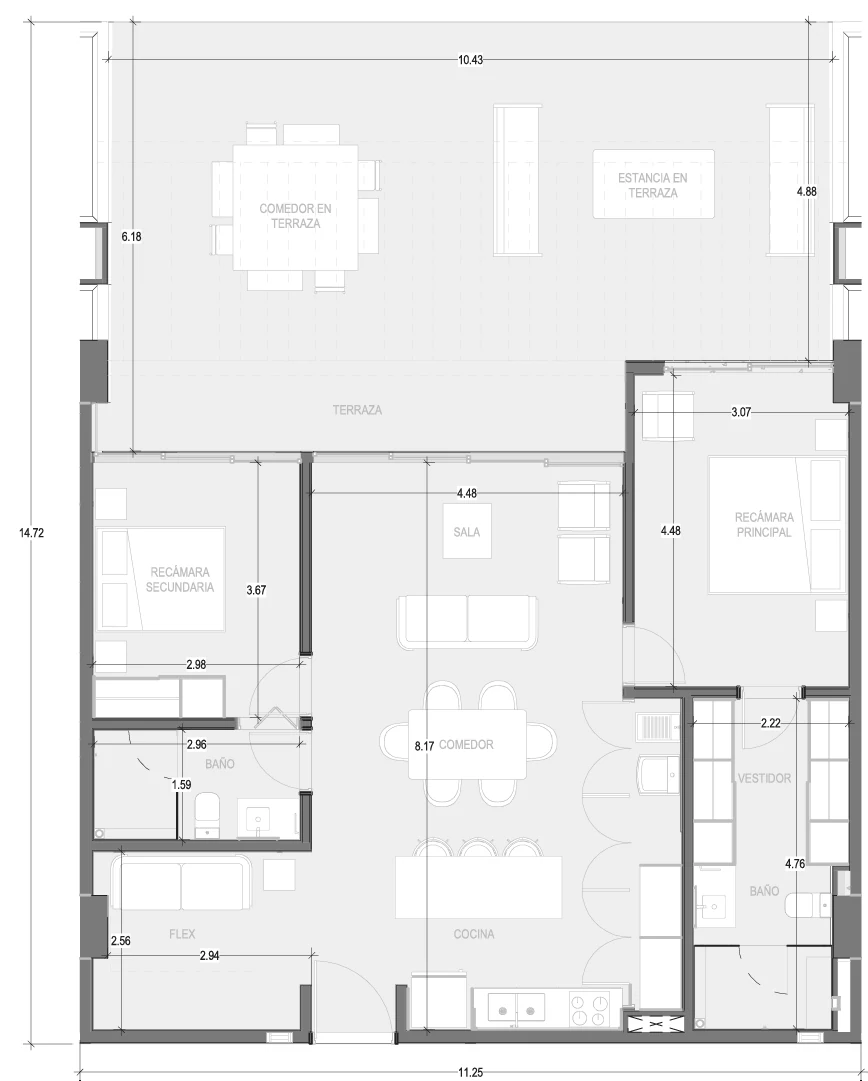 Floor plan for Departamento B108