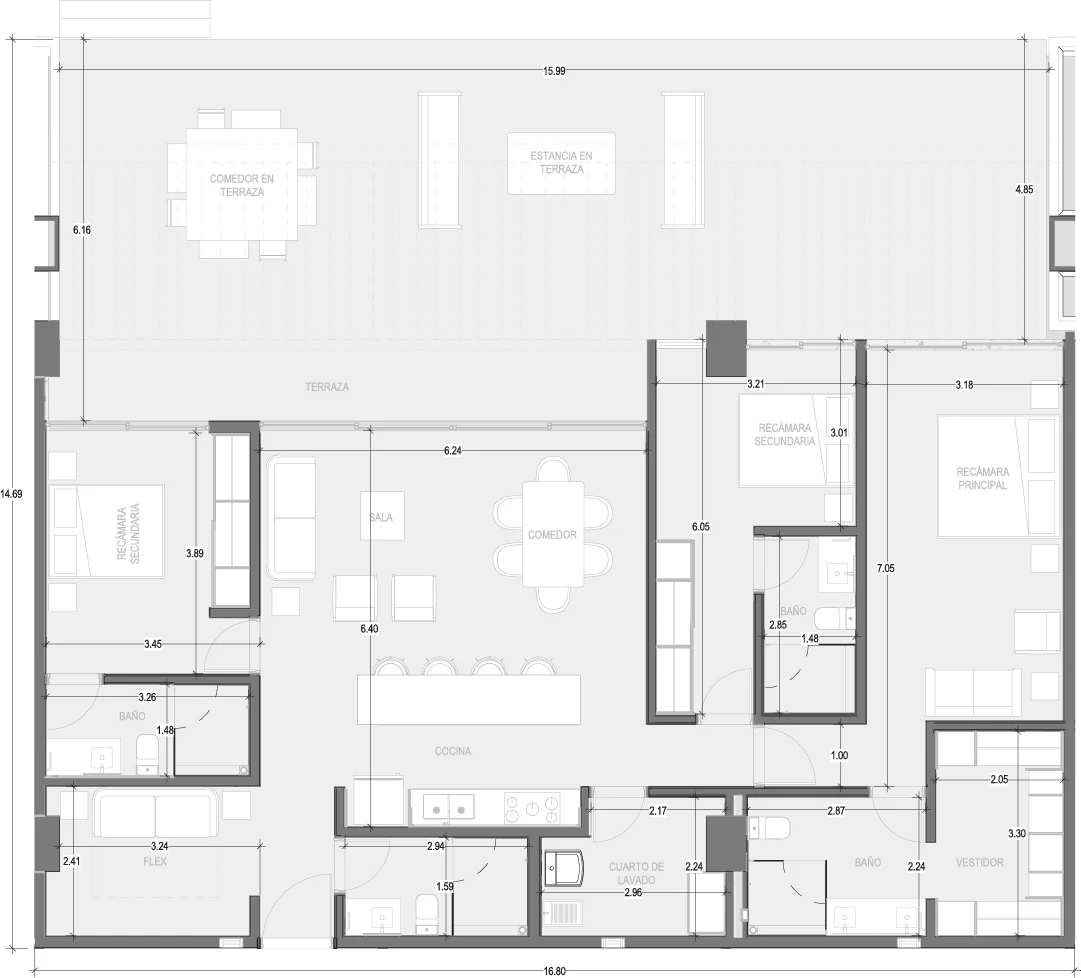Floor plan for Departamento B103