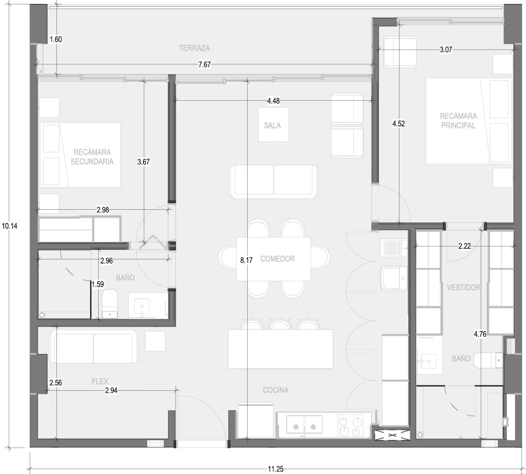 Floor plan for Departamento B201