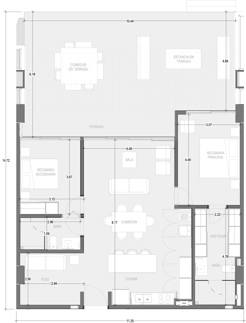 Floor plan for Departamento B101