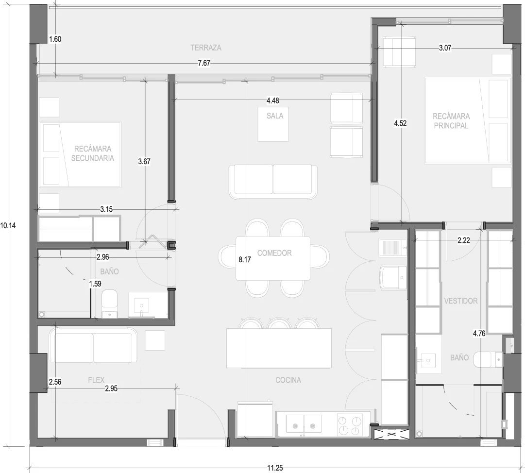 Floor plan for Departamento B310
