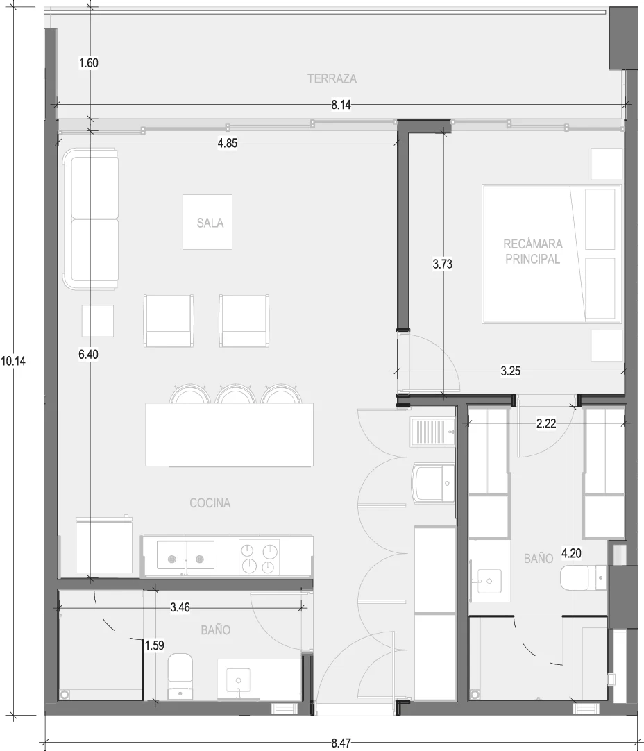 Floor plan for Departamento B306