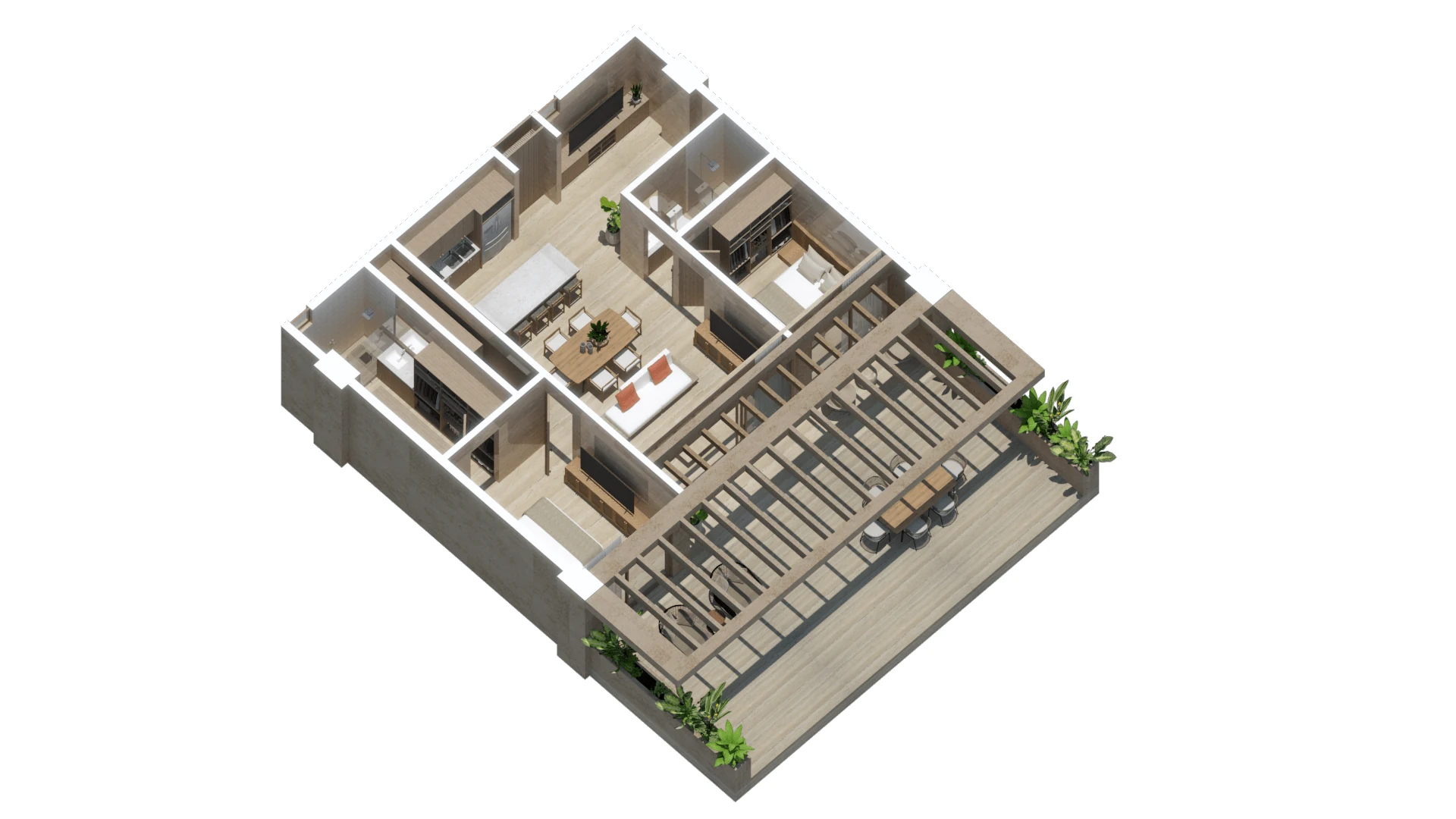 Axonometric view of Departamento B107
