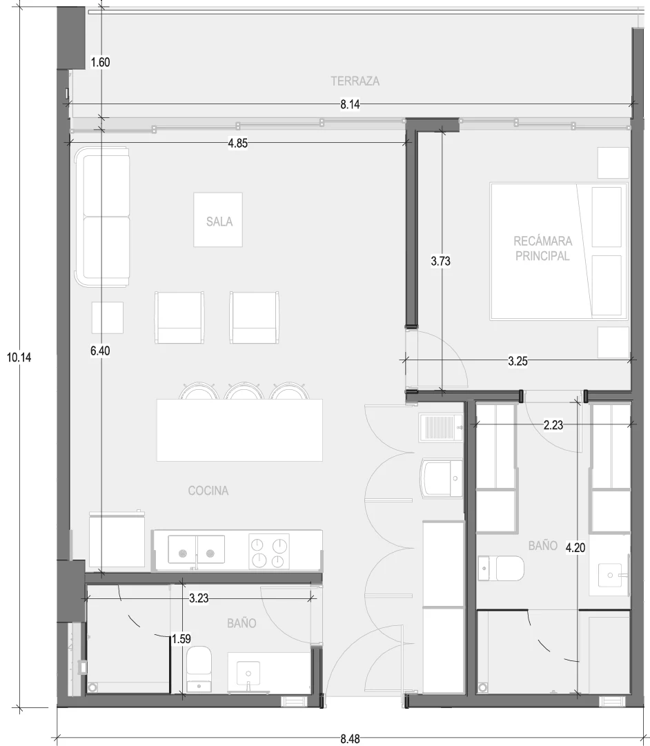 Floor plan for Departamento B303