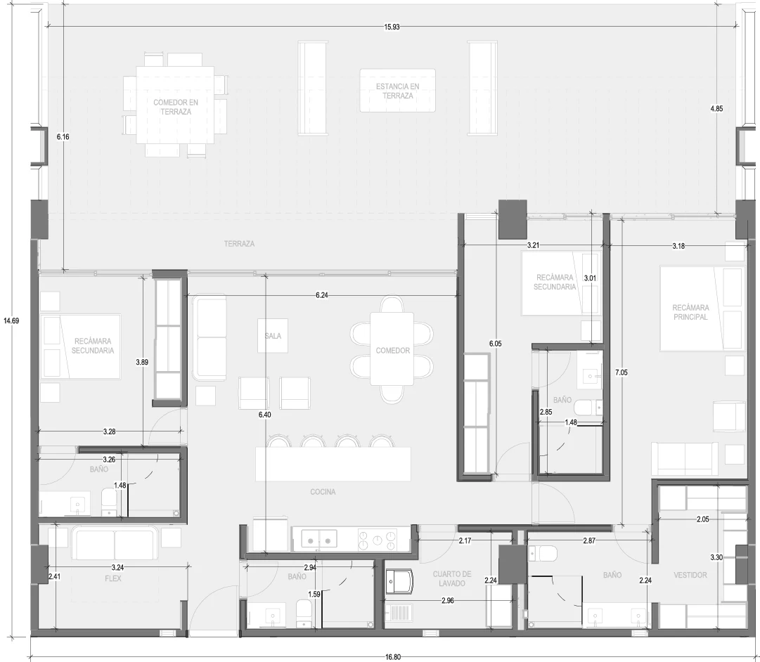 Floor plan for Departamento B110