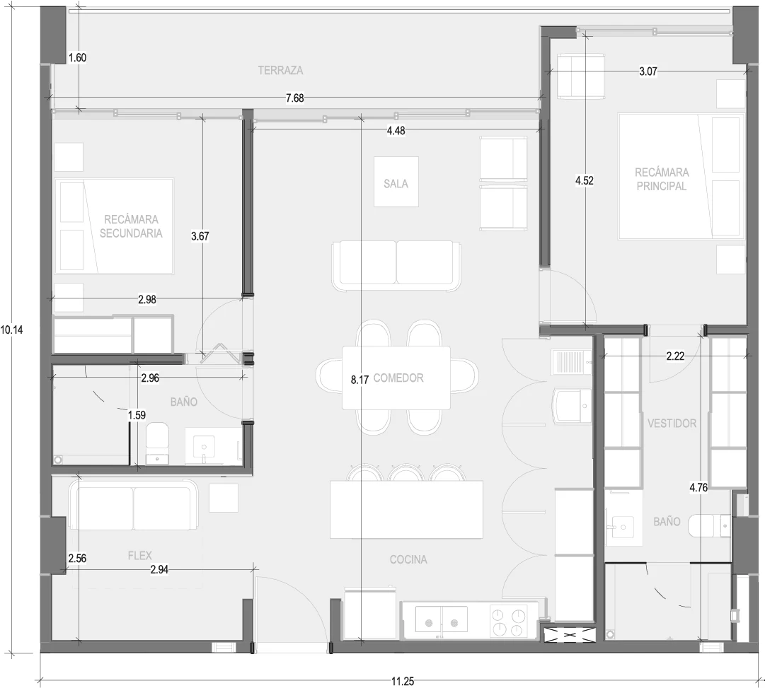 Floor plan for Departamento B202