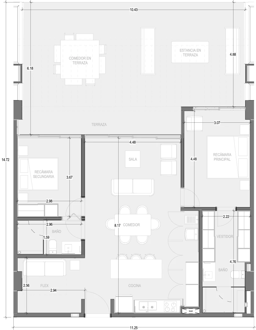 Floor plan for Departamento B105