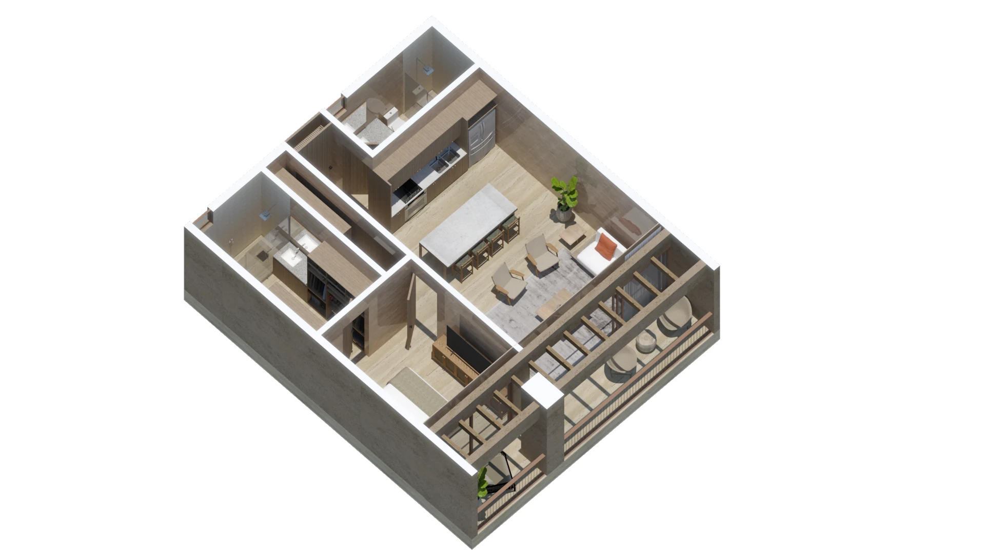 Axonometric view of Departamento B203