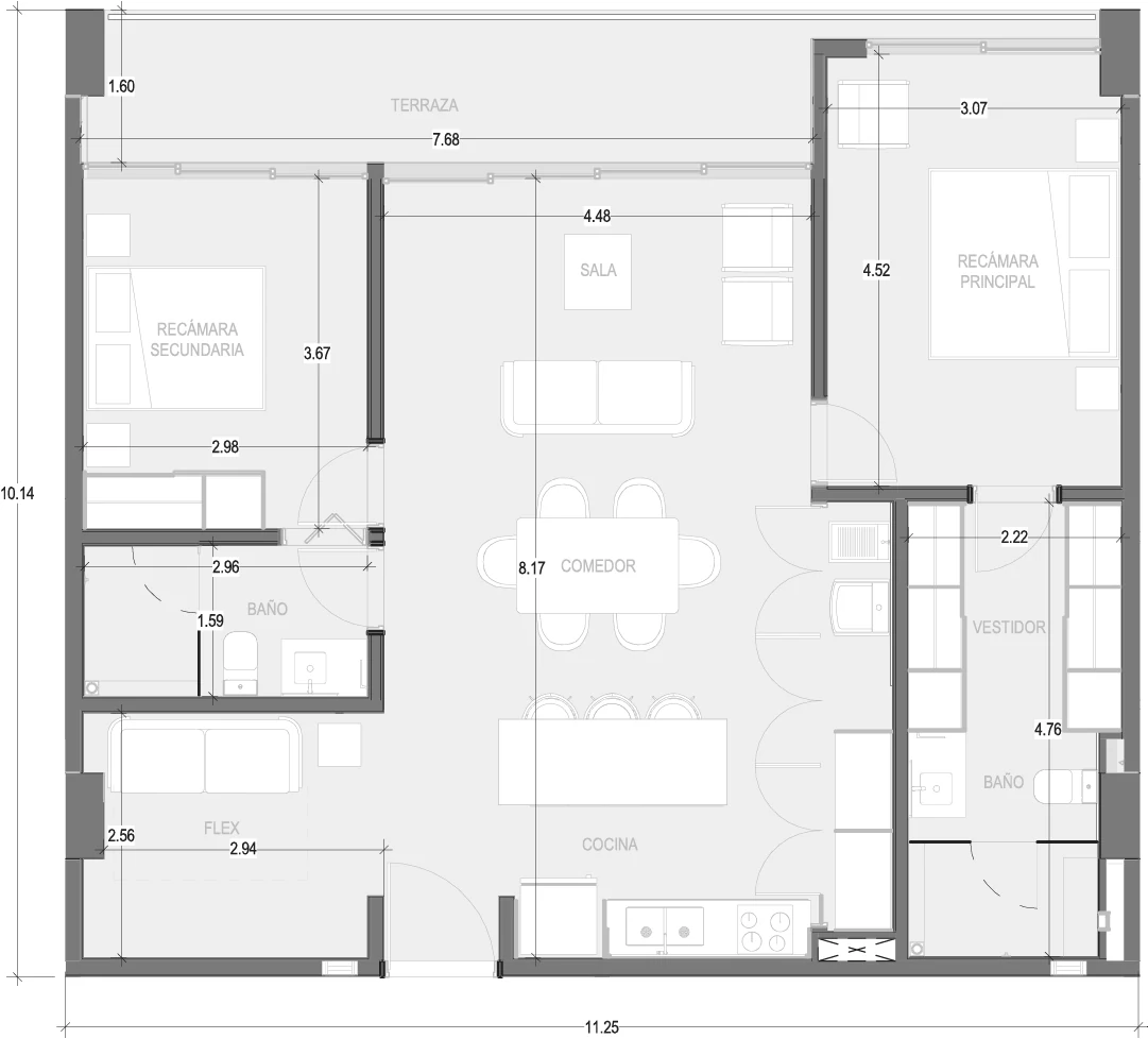 Floor plan for Departamento B211