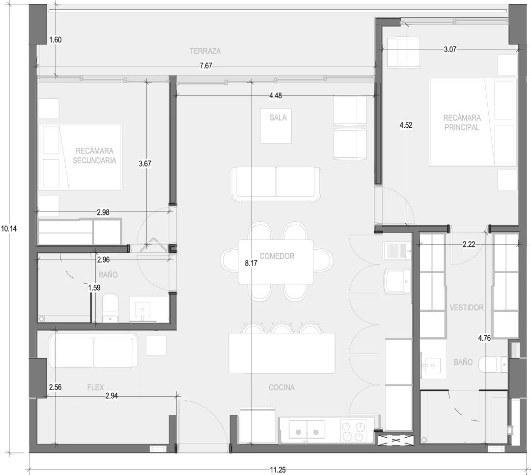 Floor plan for Departamento A301