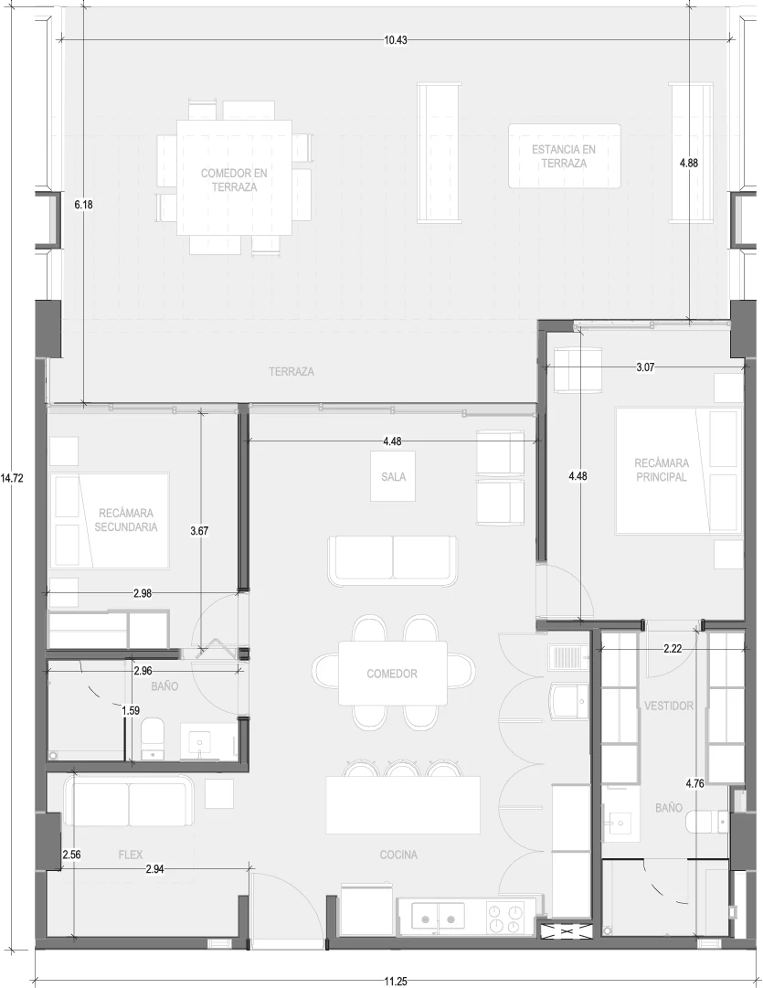 Floor plan for Departamento B109