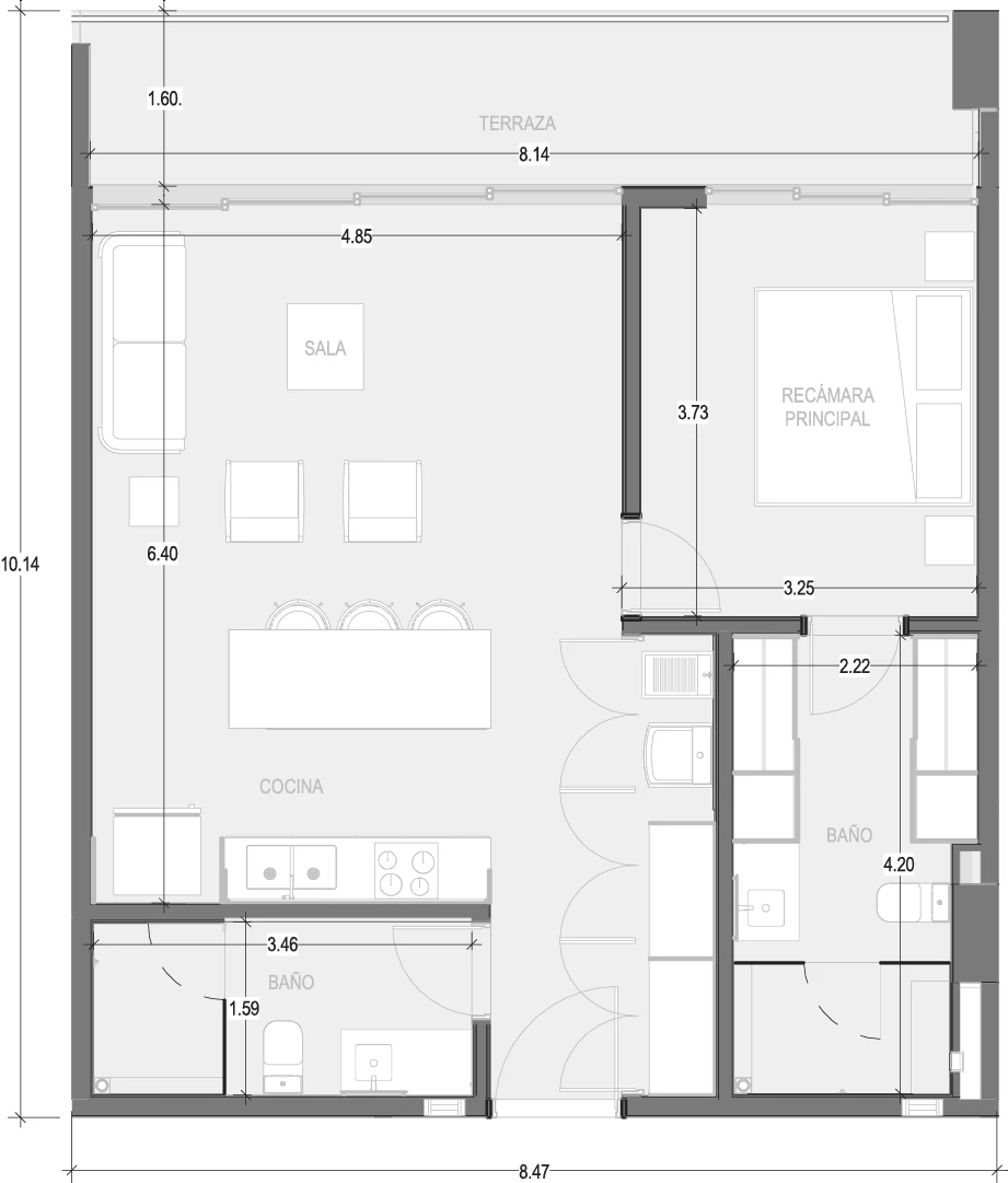 Floor plan for Departamento B206