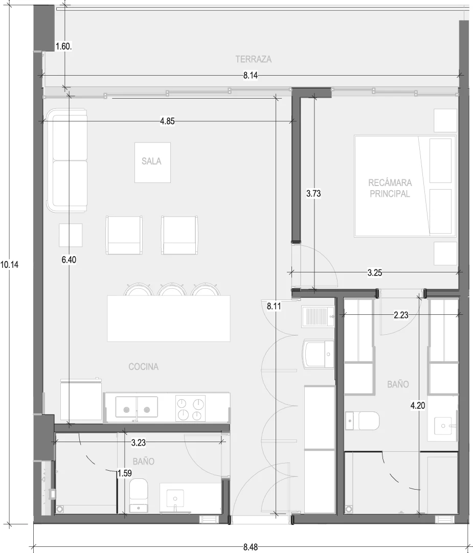 Floor plan for Departamento B203