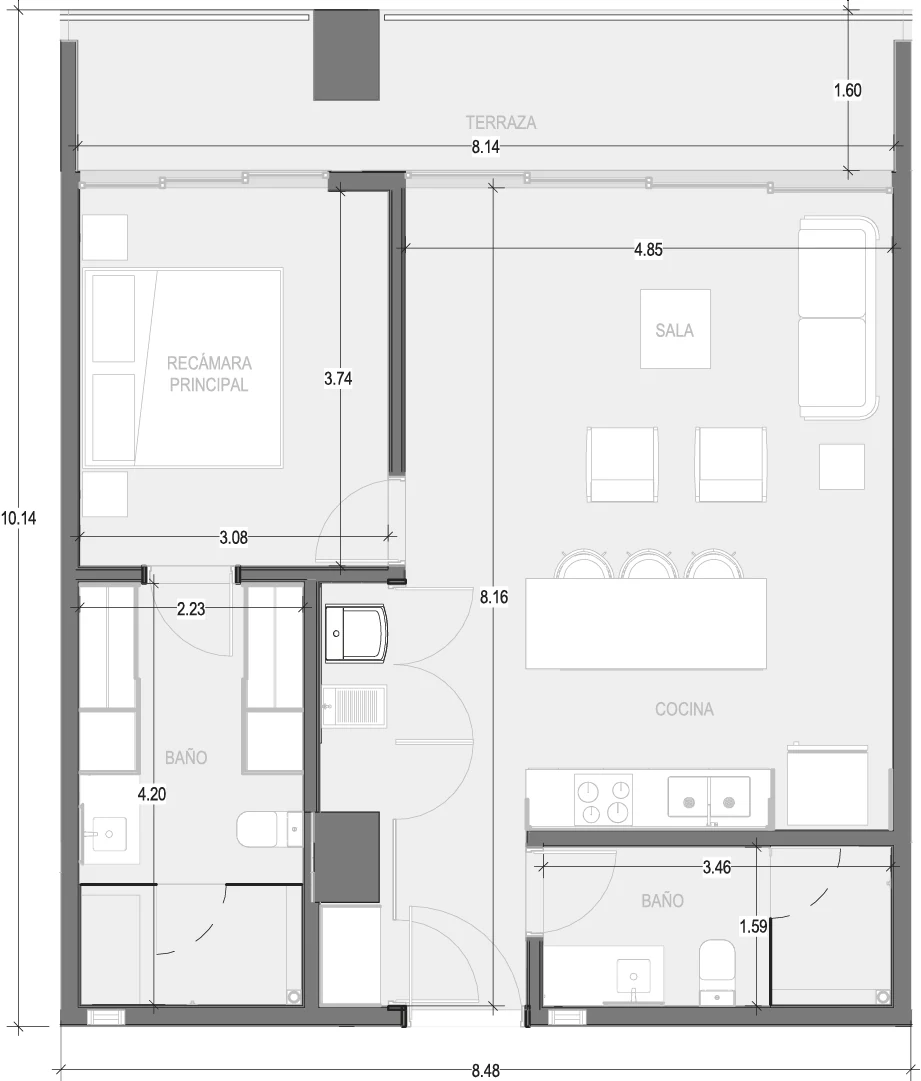 Floor plan for Departamento B304