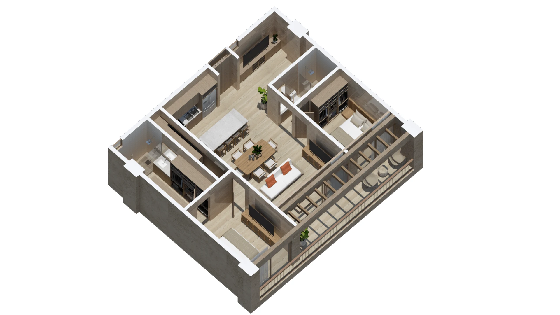 Axonometric view of Departamento A204