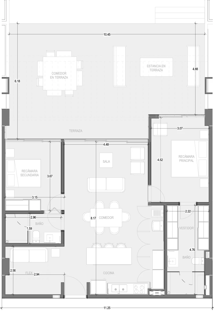 Floor plan for Departamento A104