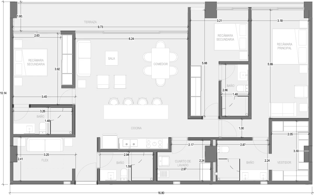 Floor plan for Departamento B313