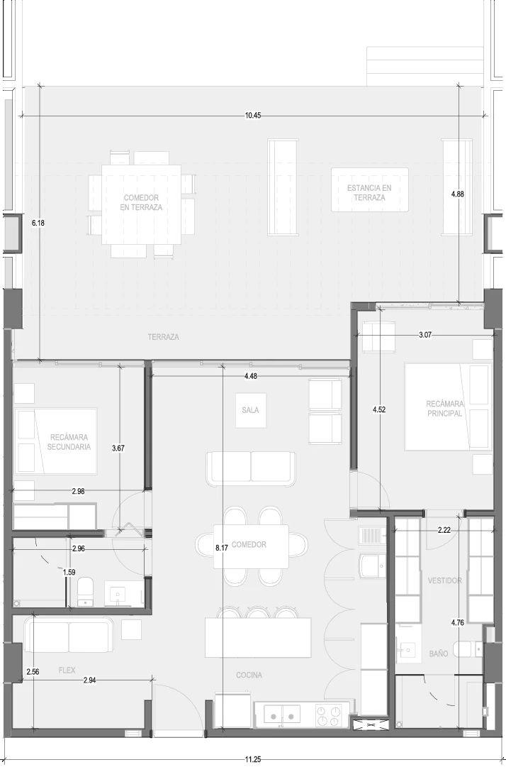 Floor plan for Departamento A101