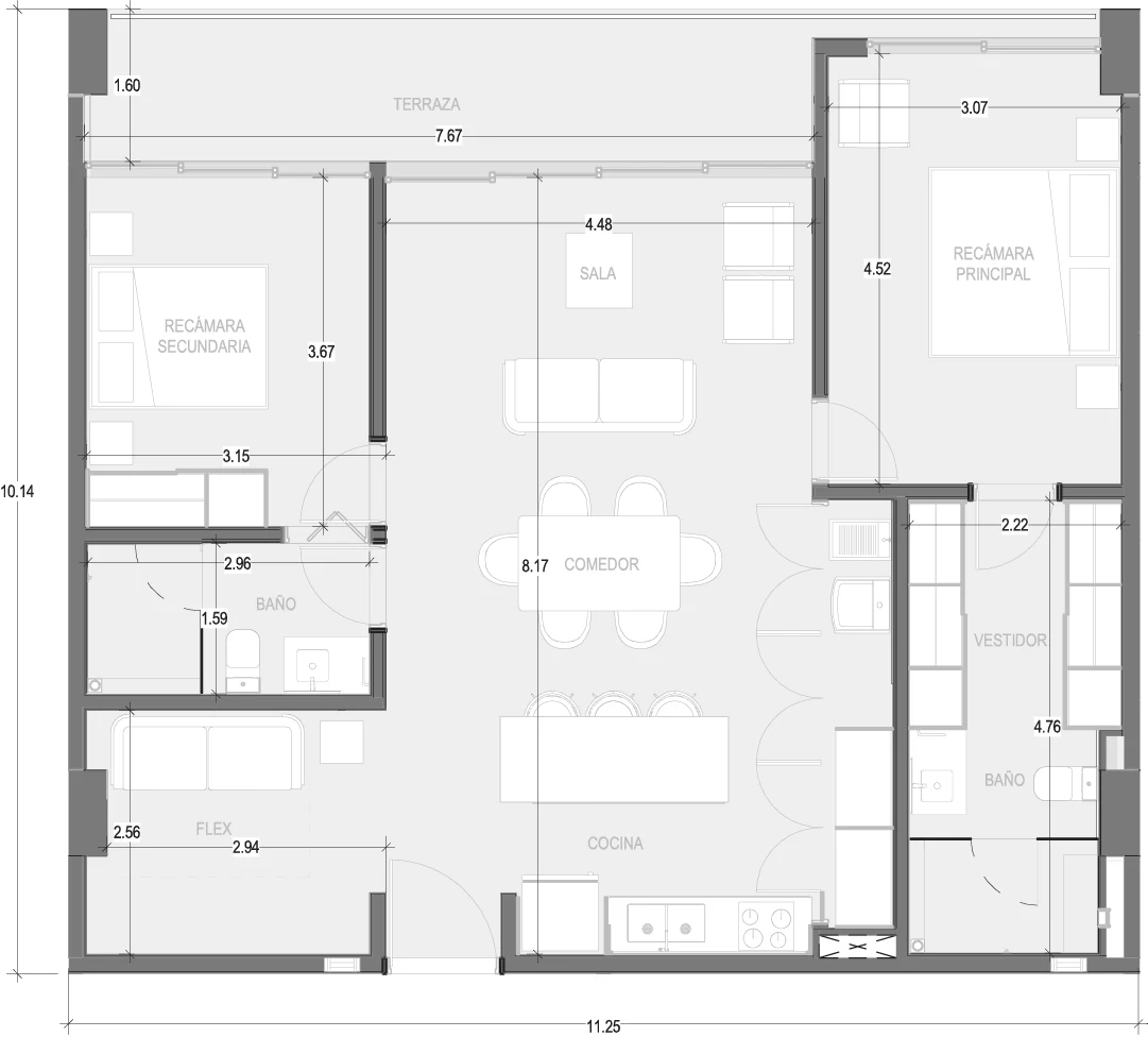 Floor plan for Departamento B207