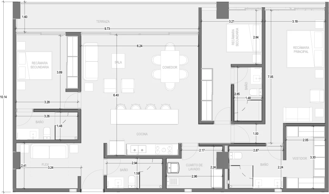 Floor plan for Departamento A205