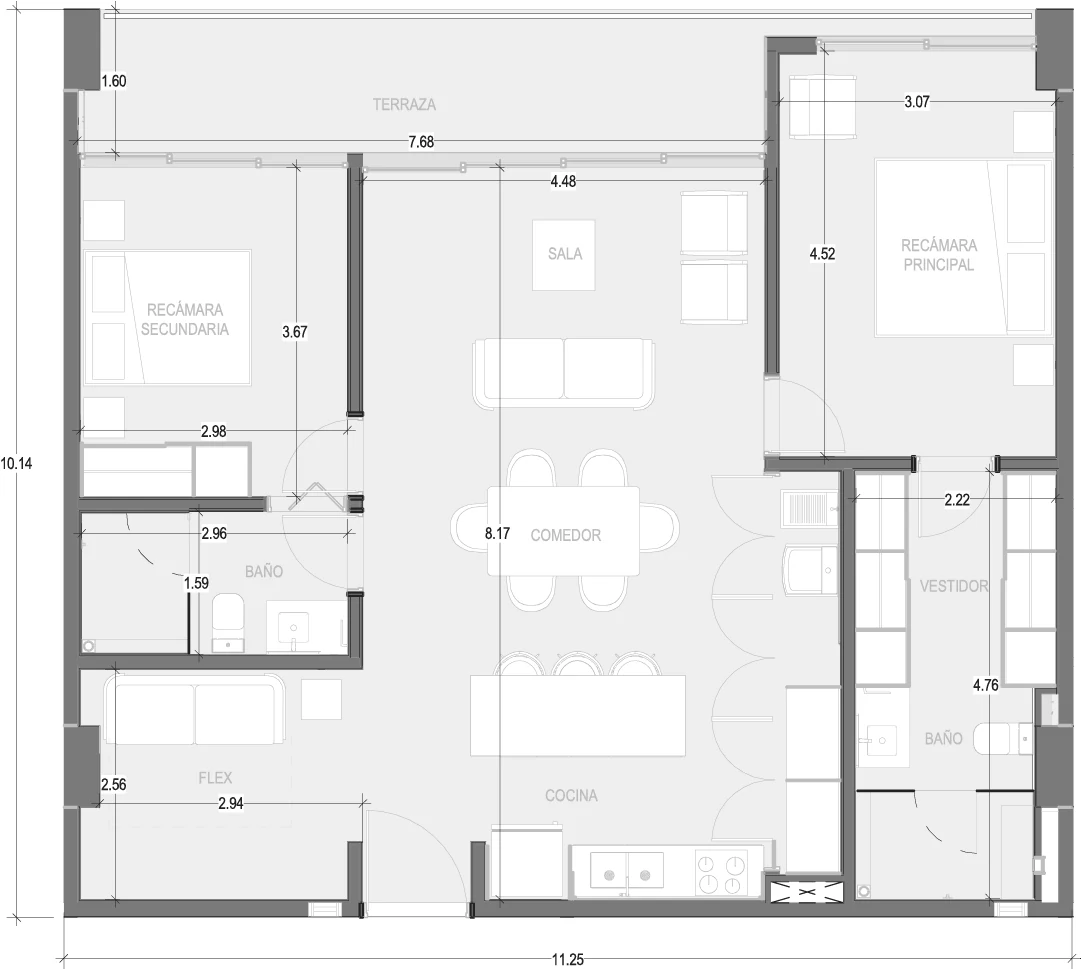 Floor plan for Departamento A202