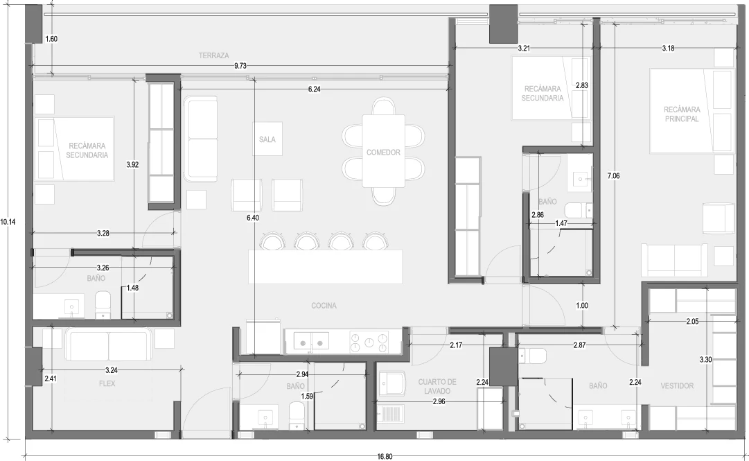 Floor plan for Departamento A305
