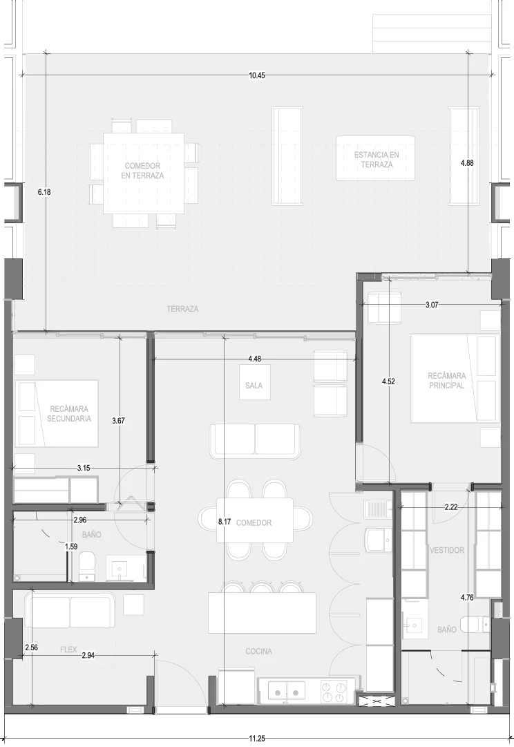 Floor plan for Departamento A102