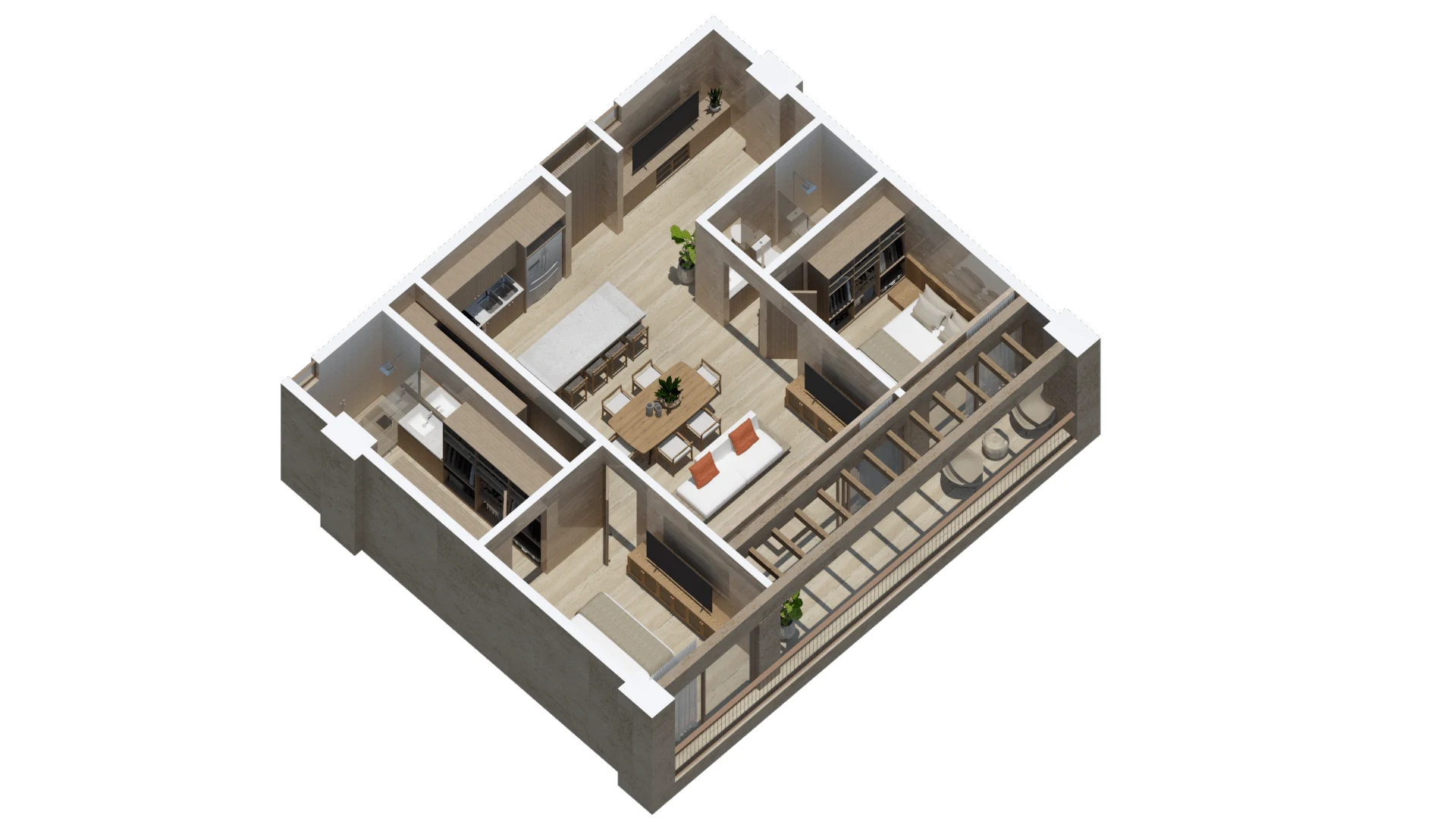 Axonometric view of Condo A302