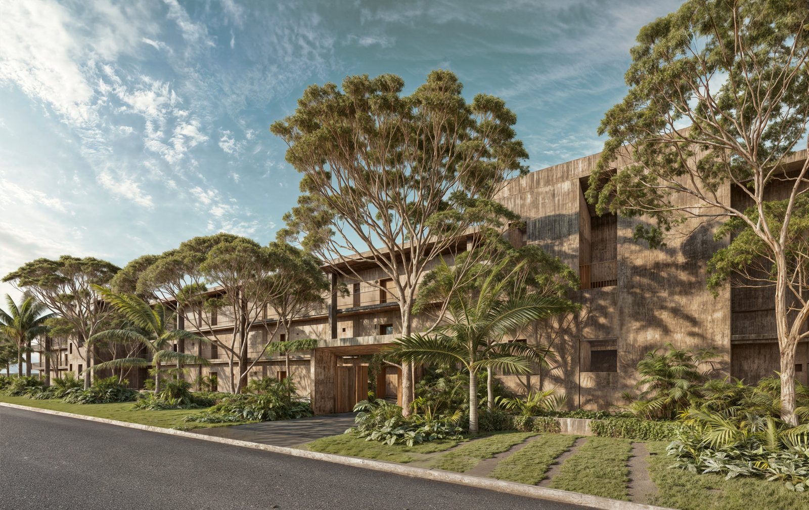 Contemporary architecture integrated into the landscape