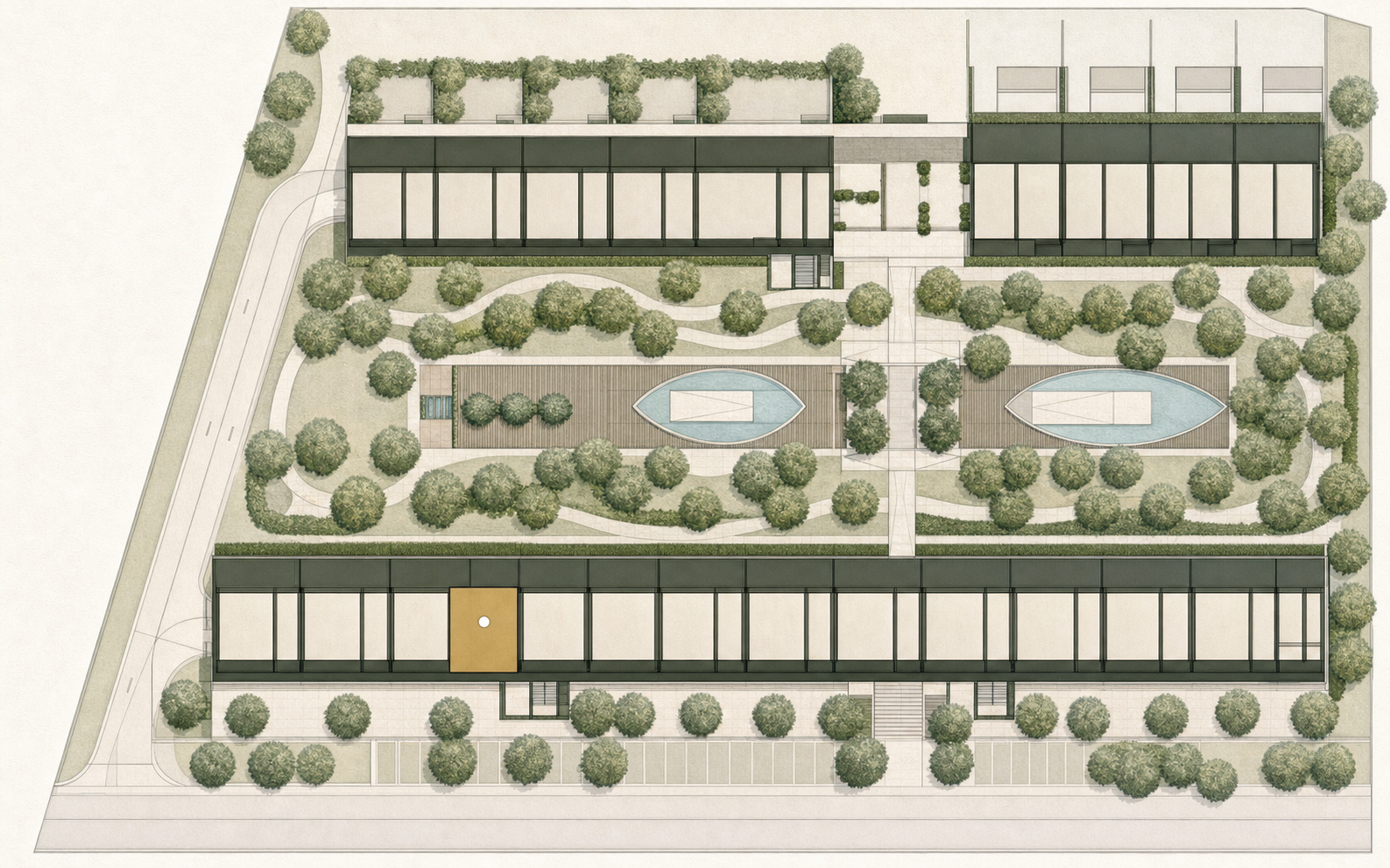 Virēo Living development plan with Condo 204 highlighted in gold