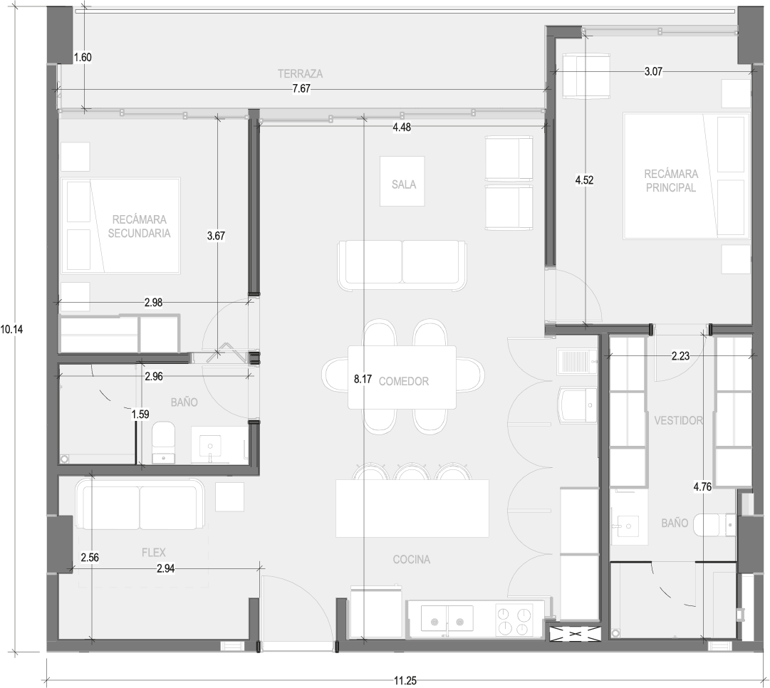 Planos Condominio 201-B - Virēo Living, El Tigre