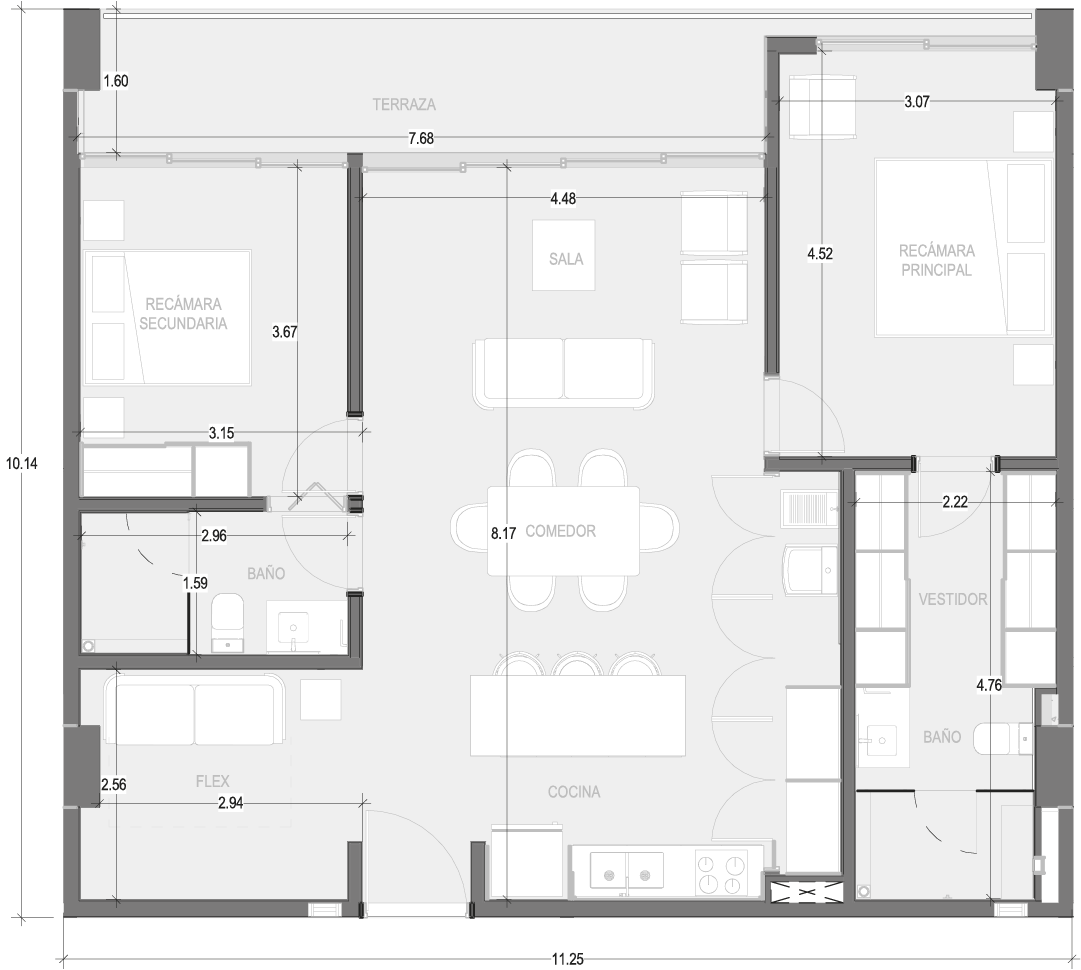 Planos Condominio 203-B - Virēo Living, El Tigre